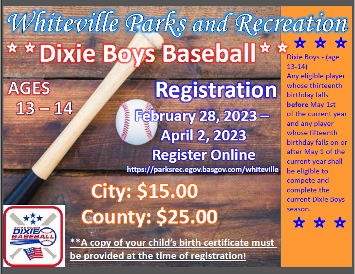 Dixie Baseball Flyer